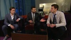 Иван Ургант угощает Егора Корешкова и Евгения Пронина полезными сигарами. Пролог. Вечерний Ургант. Фрагмент выпуска от 25.02.2016